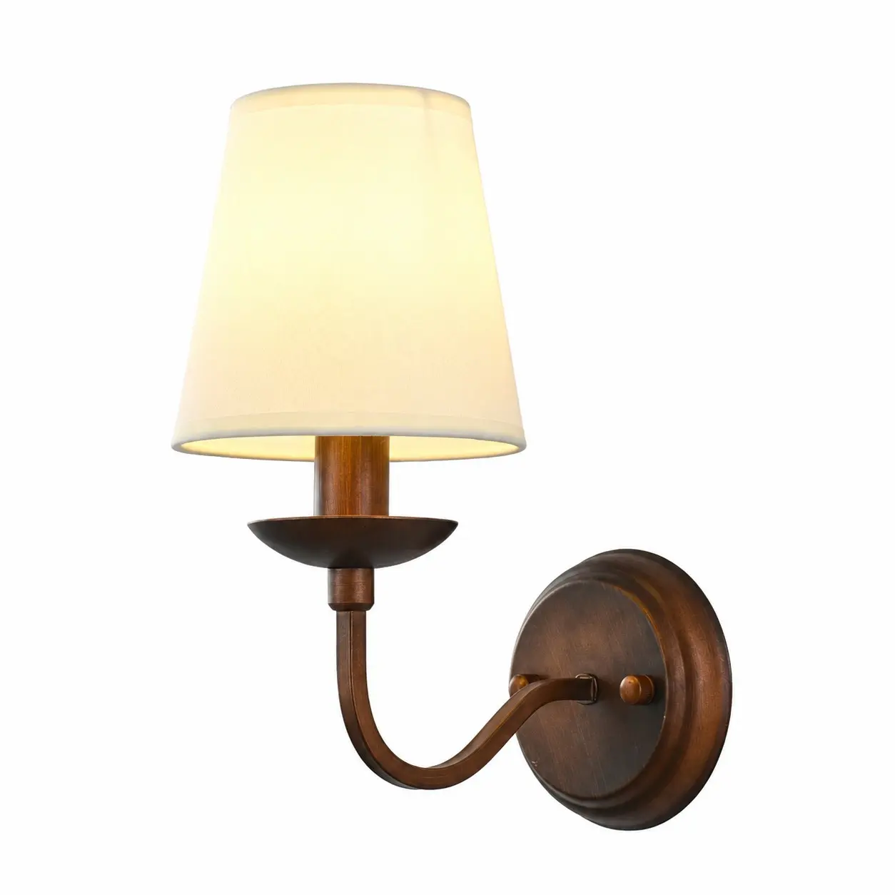 Antique bronze wall sconce with fabric shade